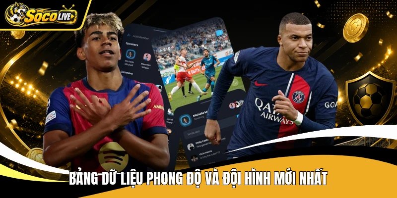Bảng dữ liệu phong độ và đội hình mới nhất